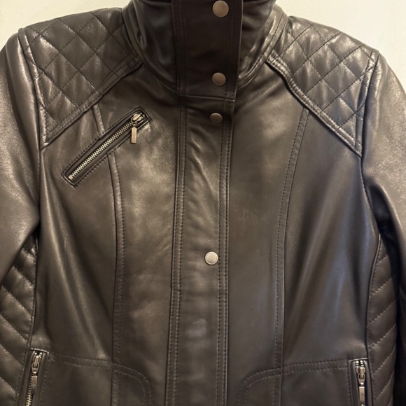 Cole Haan Genuine Leather Jacket Black - size small - Picture 4 of 16